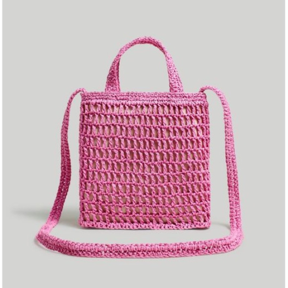 NWT Madewell The Small Transport Crossbody Straw Edition - Retro Pink